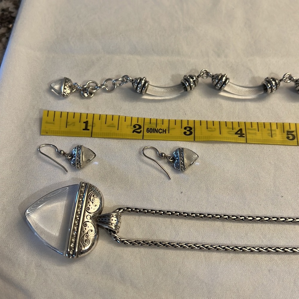 Brighton Jewelry Set - Clear Heart Necklace, Bracelet and Earrings - Retired - Picture 8 of 8